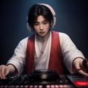 电子音乐制作人棚拍照，科技感十足，在线音乐平台热门DJ